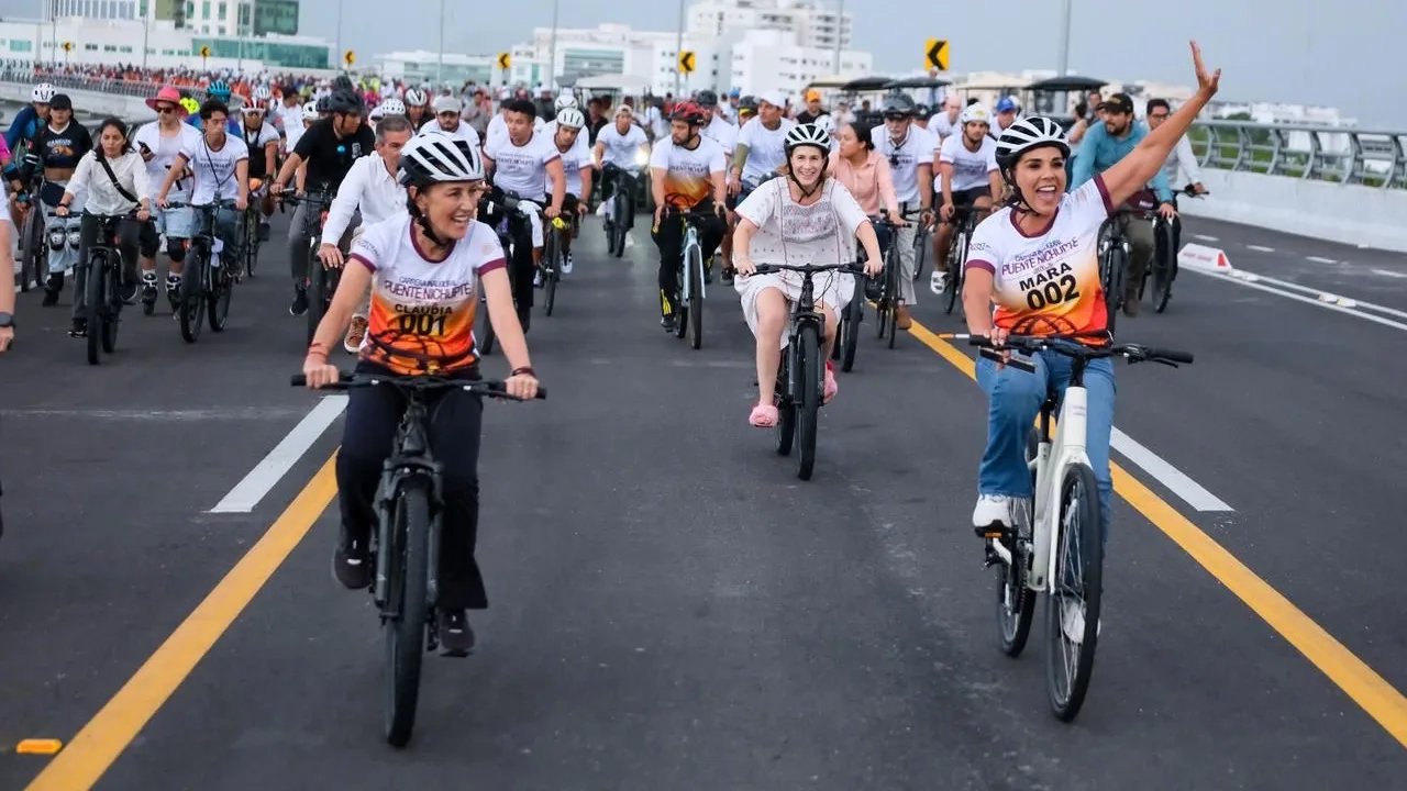 La Presidenta Claudia Sheinbaum Pardo y la Gobernadora Mara Lezama Espinosa encabezaron la apertura del Puente Nichupté, el segundo más largo de América Latina