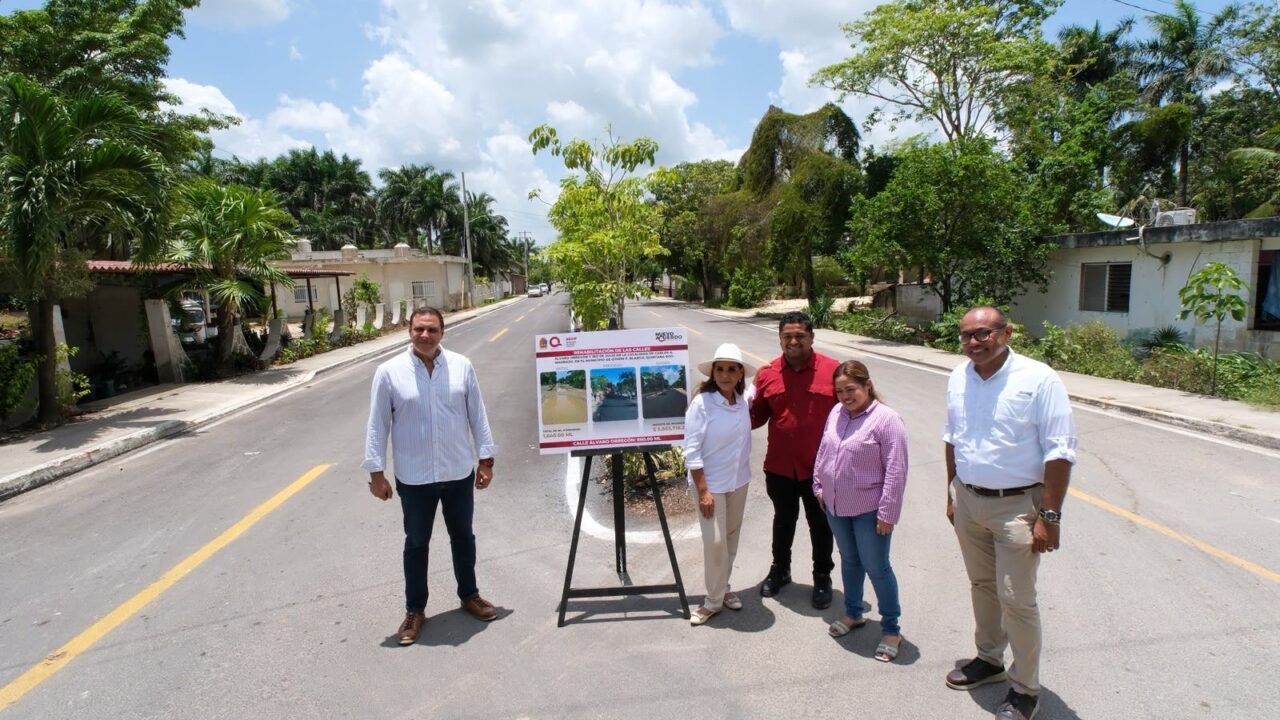 Tras 15 años de abandono, Mara Lezama entrega rehabilitación de calles en Carlos A. Madrazo en Othón P. Blanco