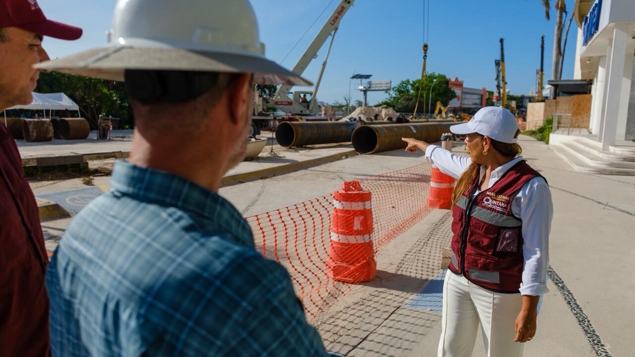 Supervisa Mara Lezama Distribuidor Vial Kukulcán, obra que registra casi 30% de avance