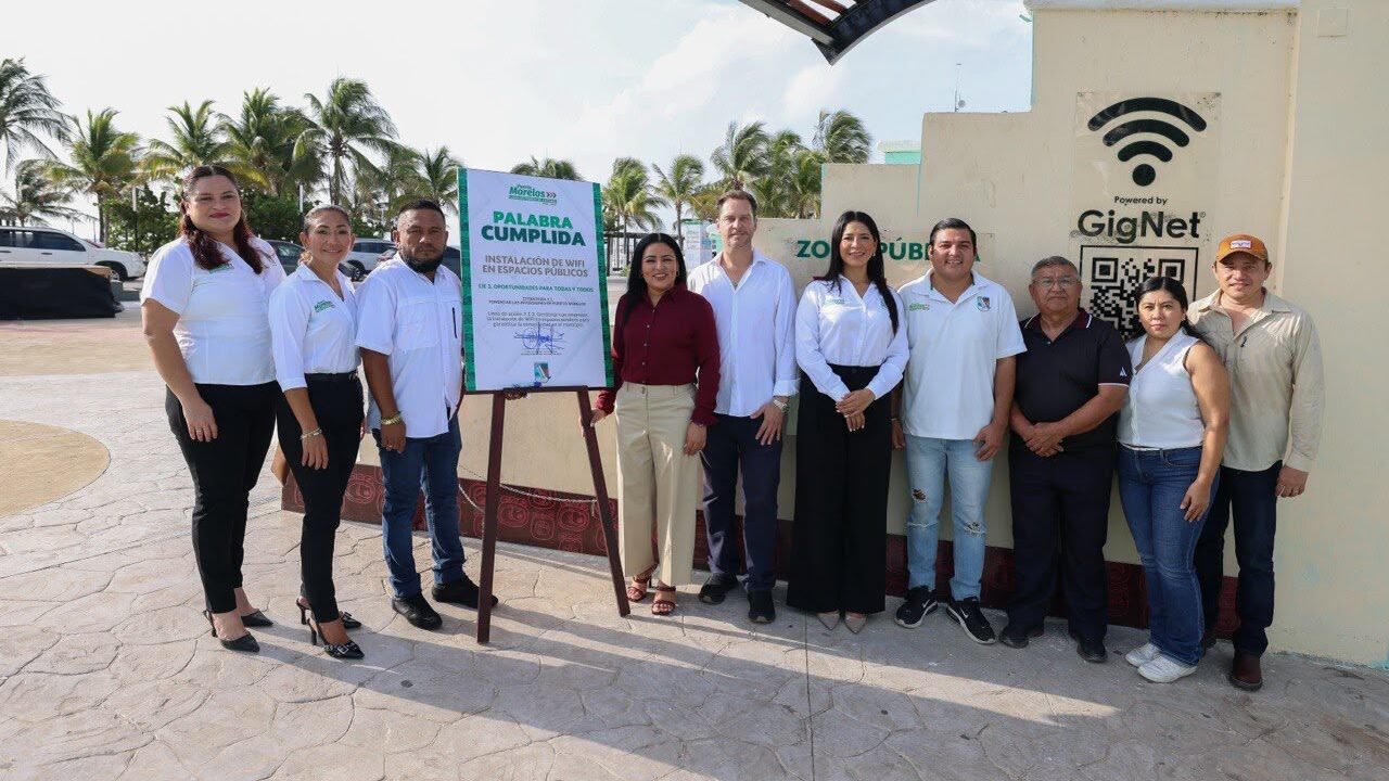 Puerto Morelos activa Wi-Fi gratuito en el Parque Fundadores