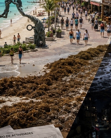 Playa del Carmen bajo presion; apagones, sargazo y cierres golpean economía